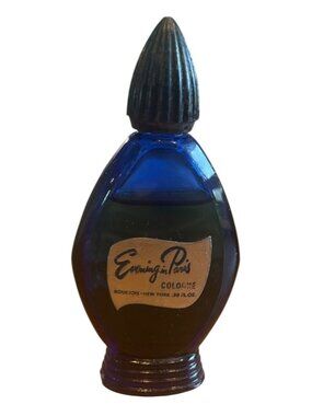 Vtg Evening In Paris Mini Cologne Bottle By Bourjois 0.50 Fl Oz Cobalt Blue 75%